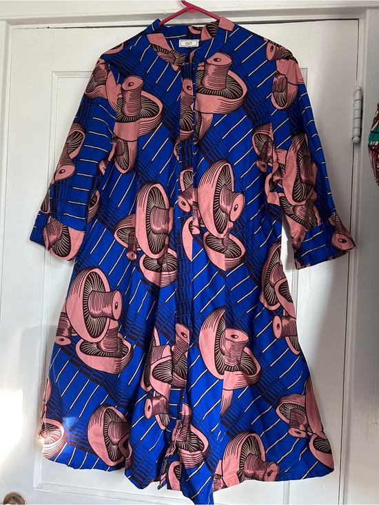 Zuri Dresses & Skirts - Bold Blue & Pink Print Midi Shitake Mushroom Dress or Tunic